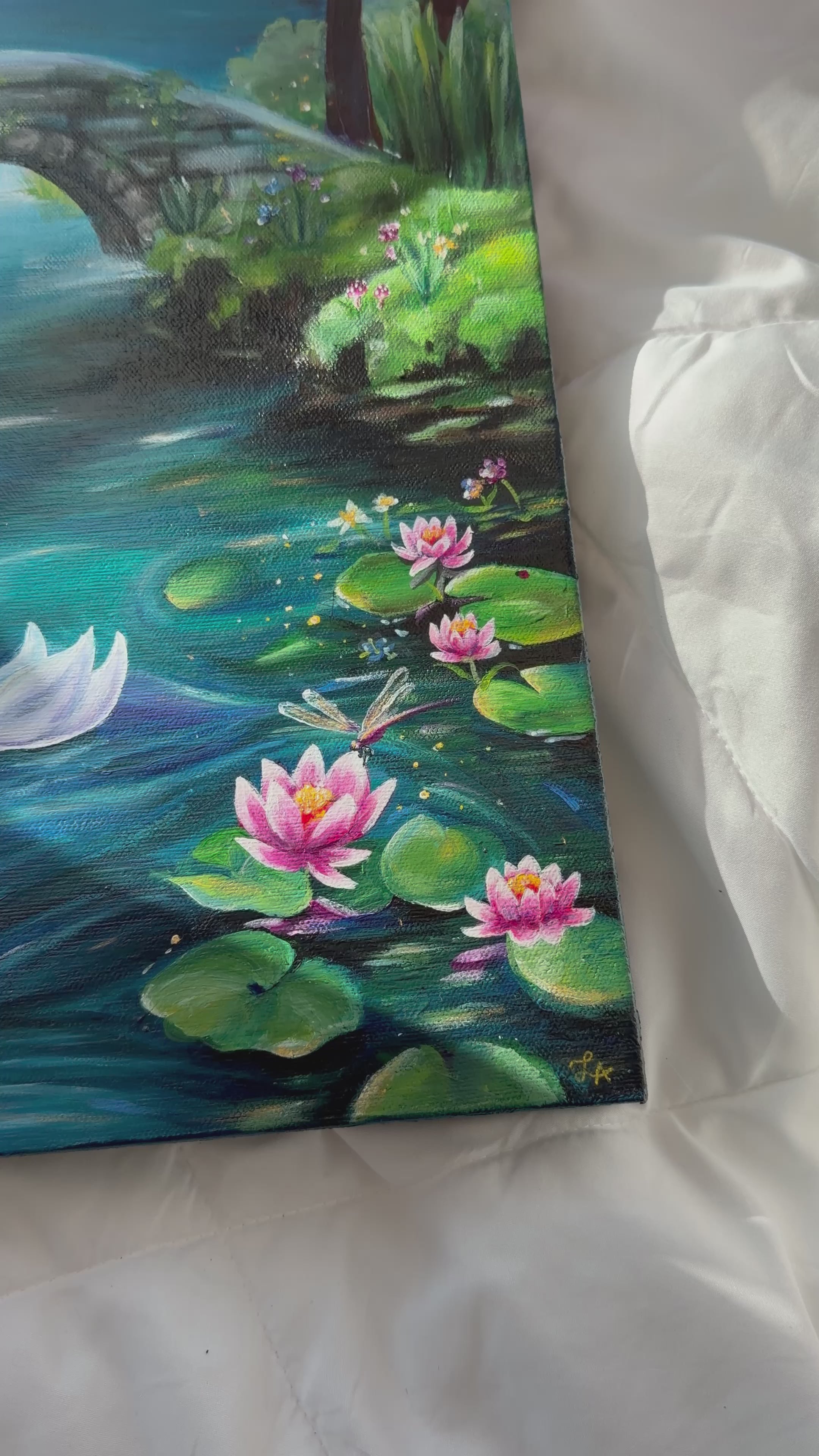 Acrylic painting corner showing artist signature